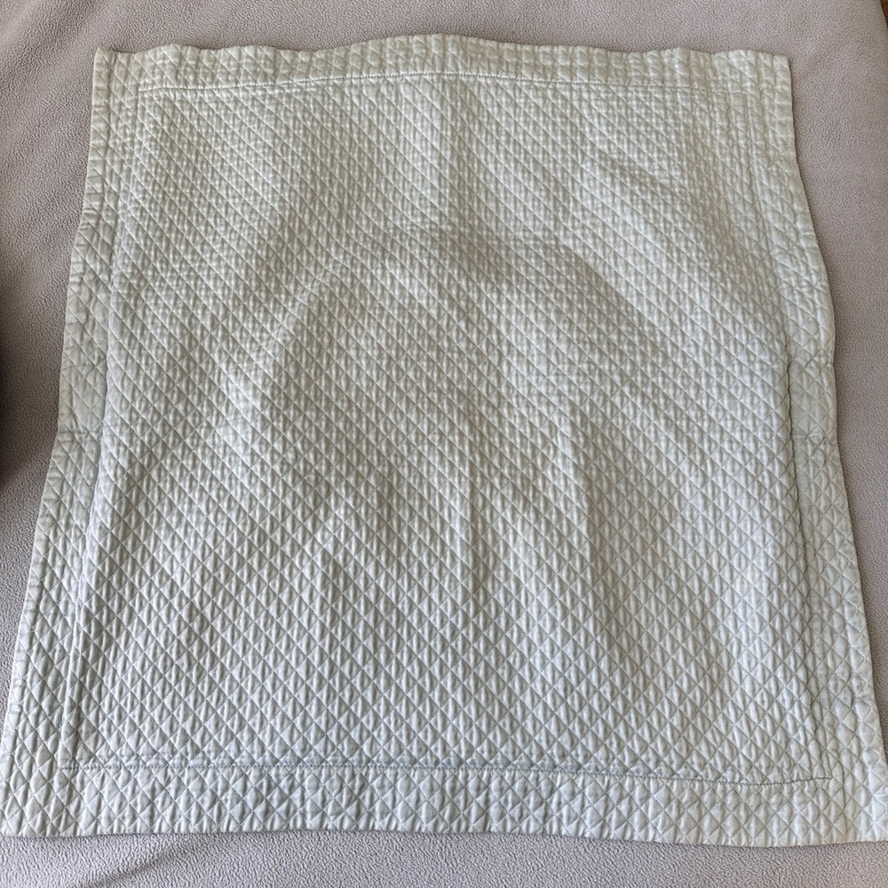 Restoration Hardware Pillow Sham Blue Gray Diamond Pattern Euro Quilted Cotton